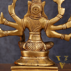Brass Superfine Goddess Varahi with Eight Arms Idol - 7" Height