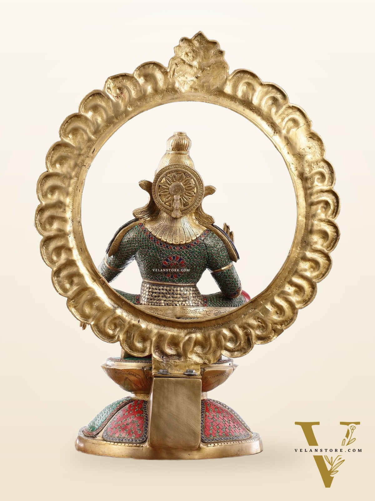 Brass Superfine Handcrafted Ayappan Swamy Statue with stonework 30"