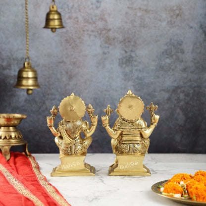 Brass Superfine Handcrafted Ganesha and Lakshmi Murti - Set of two 7.5"