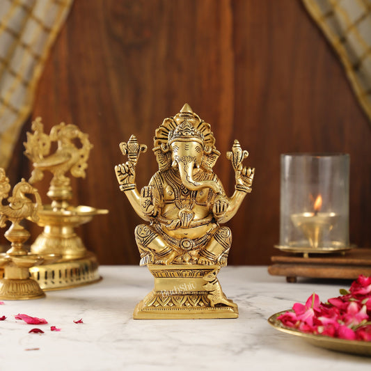 Brass Superfine Handcrafted Ganesha idol 7.5"