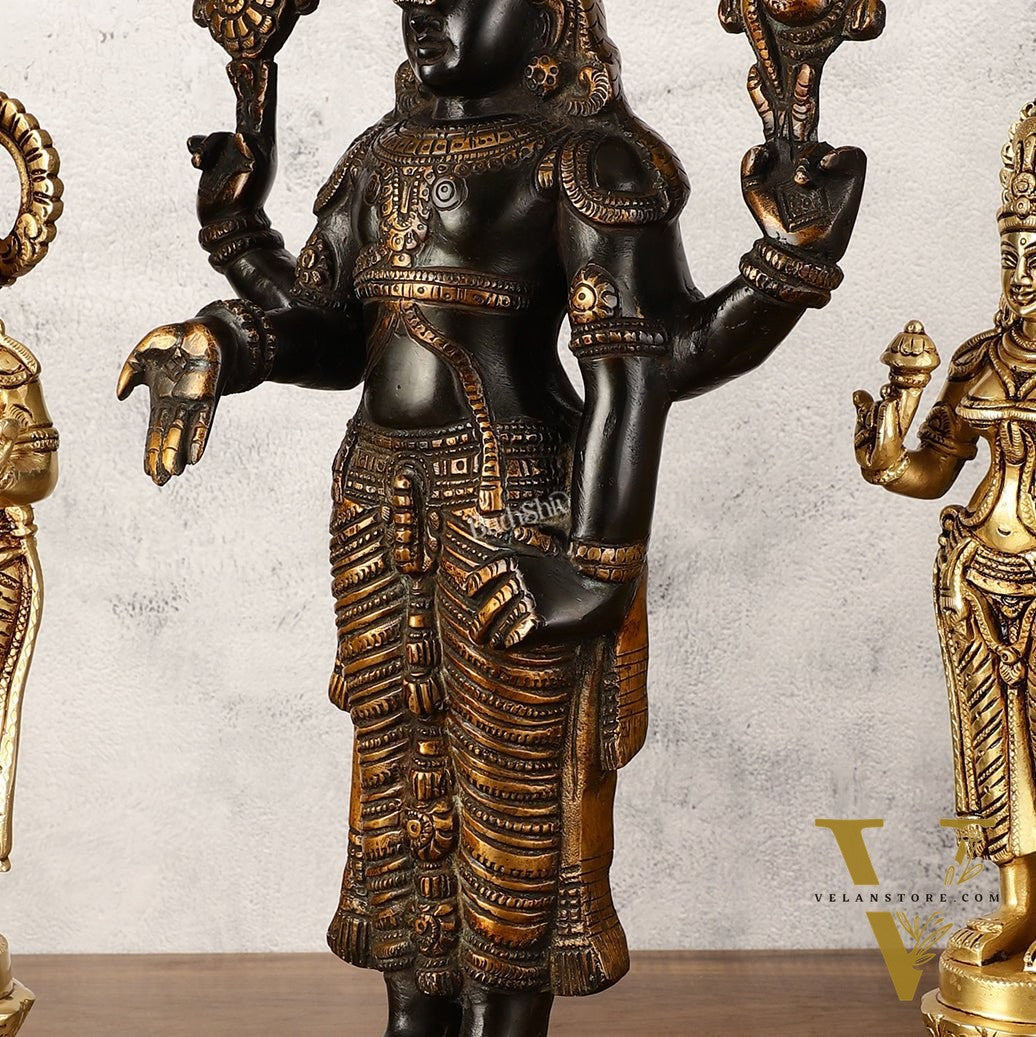 Brass Superfine Handcrafted Idols of Tirupati Balaji , Bhudevi, and Sridevi 18"
