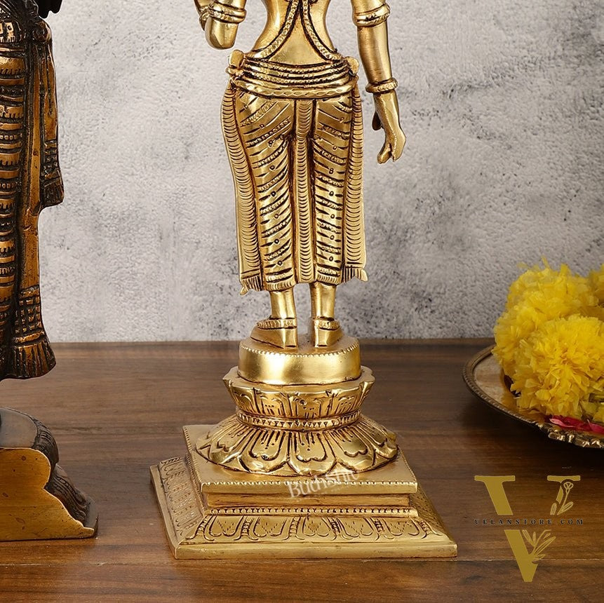 Brass Superfine Handcrafted Idols of Tirupati Balaji , Bhudevi, and Sridevi 18"