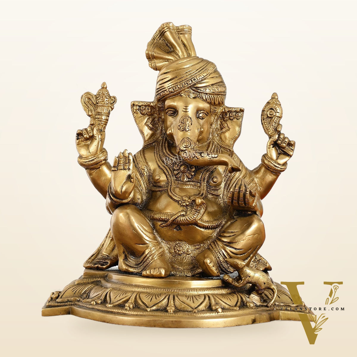 Brass Superfine Handcrafted Lord Ganesha Idol - 11 Inch
