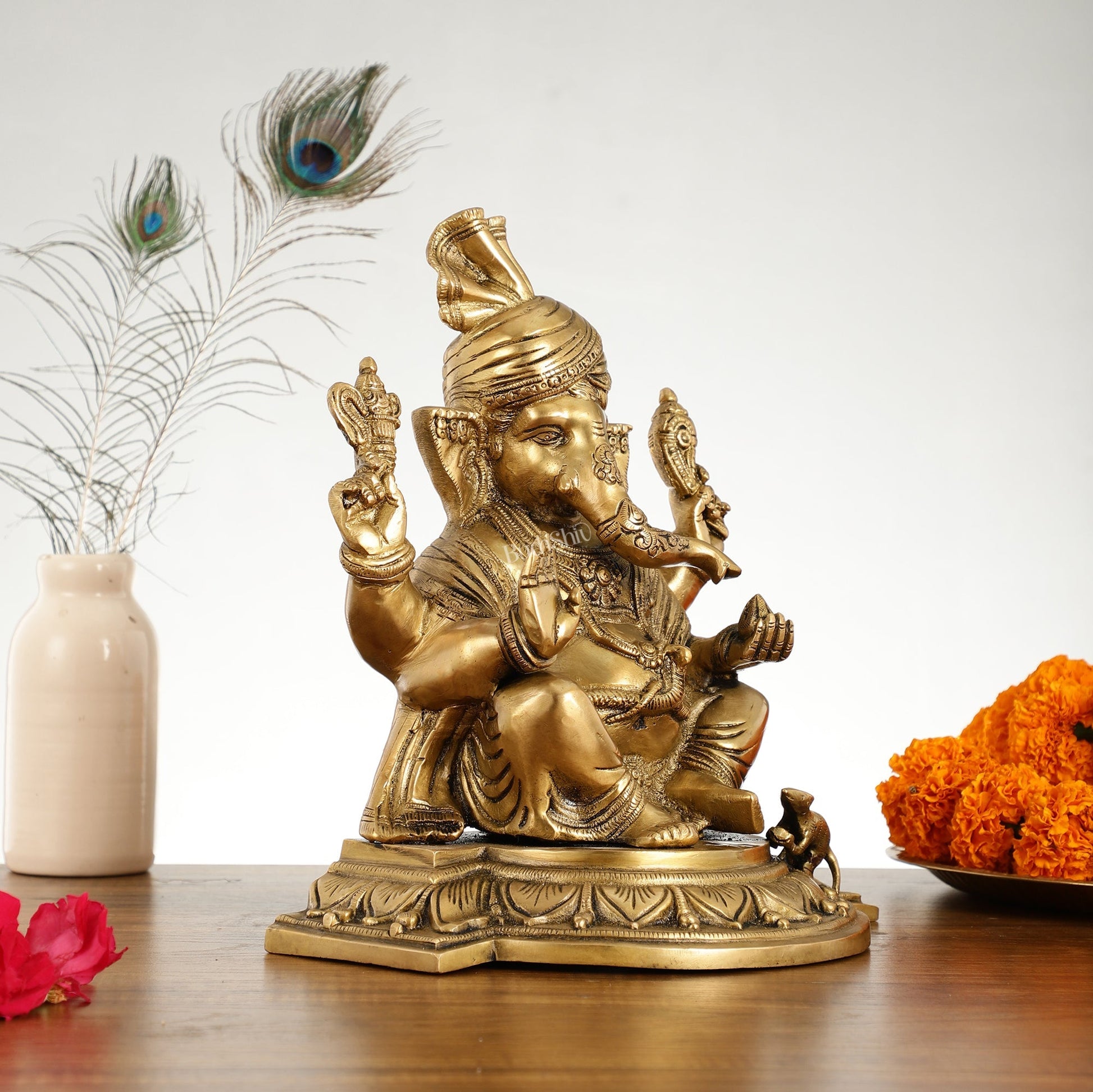 Brass Superfine Handcrafted Lord Ganesha Idol - 11 Inch