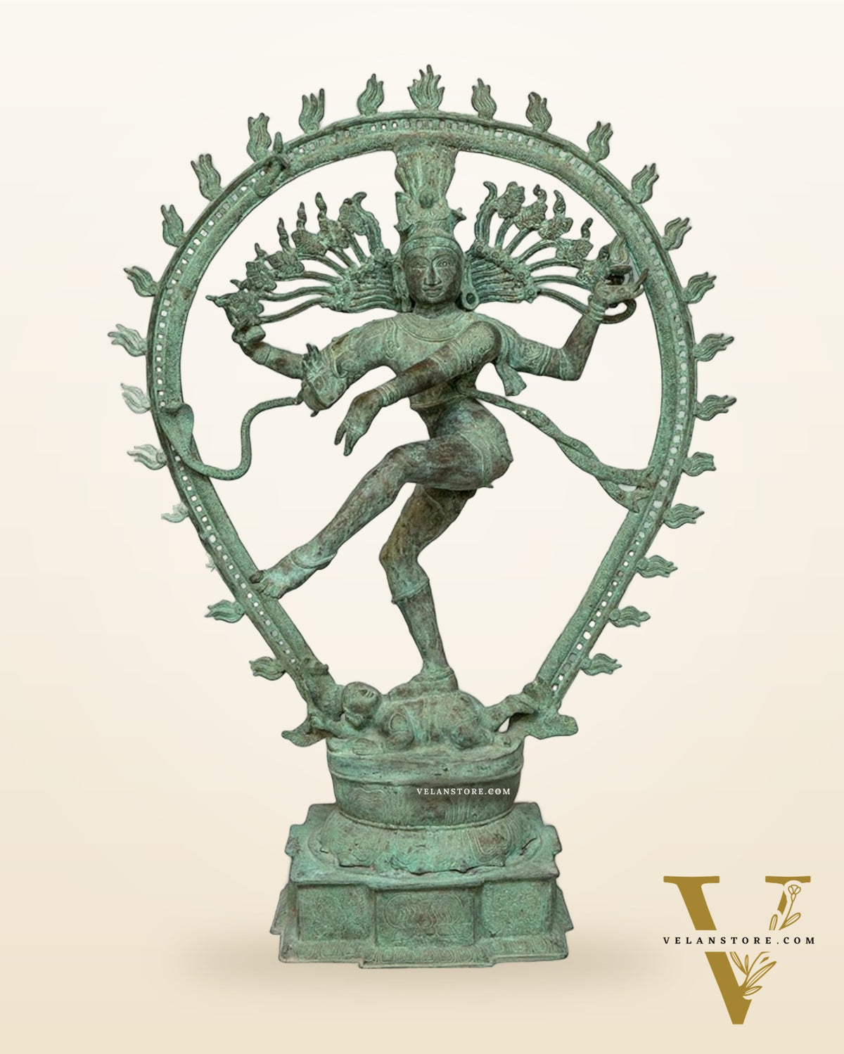 Brass Superfine Handcrafted Nataraja Statue - Green Patina Finish  - 56 Inch