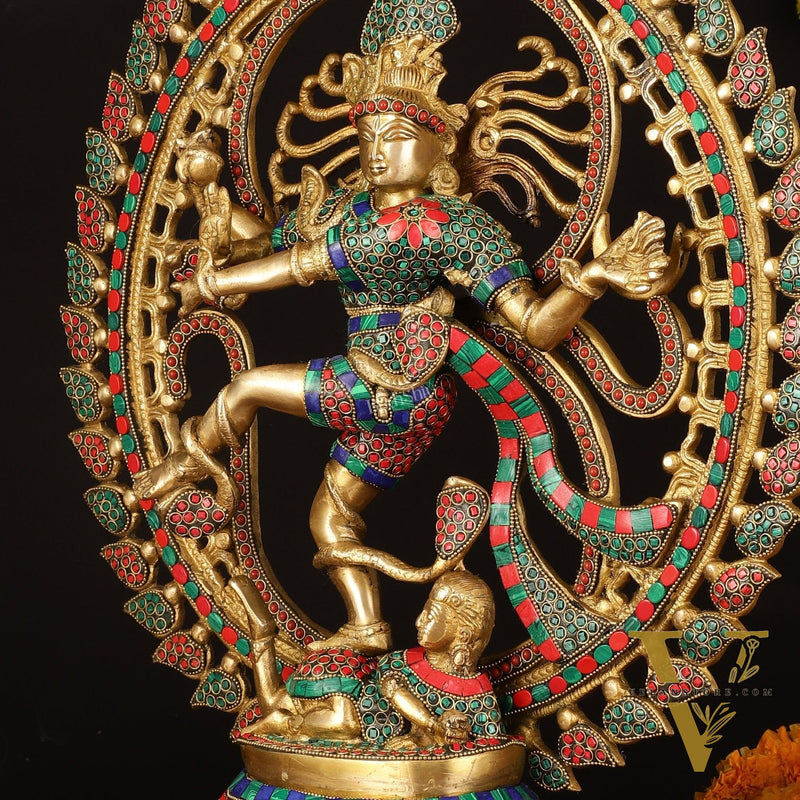 Brass Superfine Handcrafted Nataraja Statue with Meenakari - 21" Height