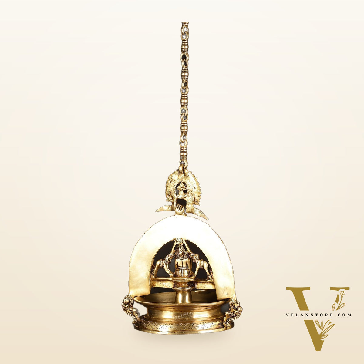 Brass Superfine Hanging Gajalakshmi Oil Lamp - Large Diya with Chain
