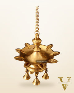 Brass Superfine Hanging Lamp with Bells pair | 26"