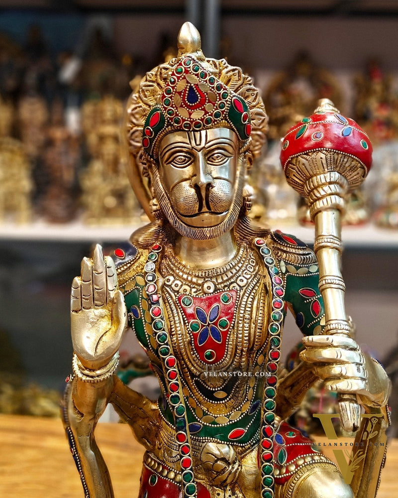 Brass Superfine Hanuman Statue | 20" Height | Blessing Pose