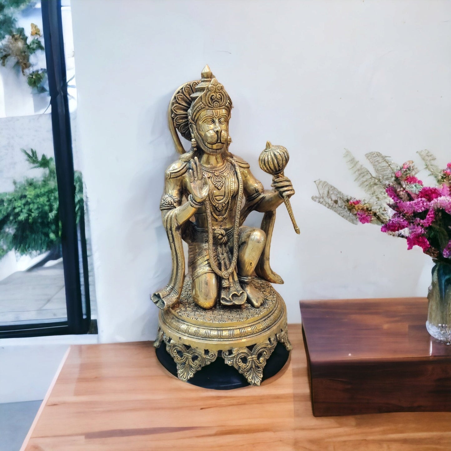 Brass Superfine Hanuman Statue | 20" Height | Blessing Pose