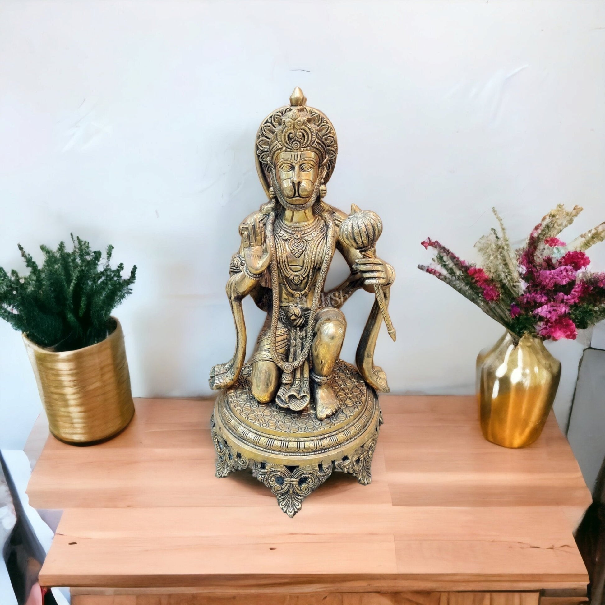 Brass Superfine Hanuman Statue | 20" Height | Blessing Pose