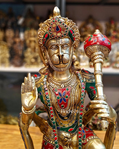 Brass Superfine Hanuman Statue | 20" Height | Blessing Pose