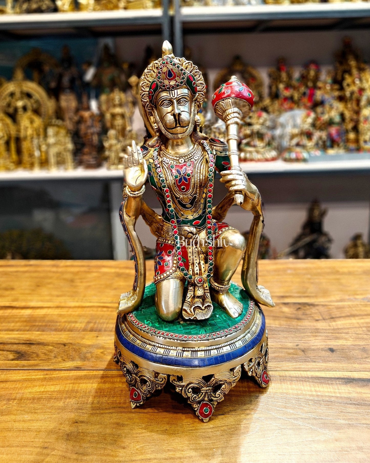 Brass Superfine Hanuman Statue | 20" Height | Blessing Pose