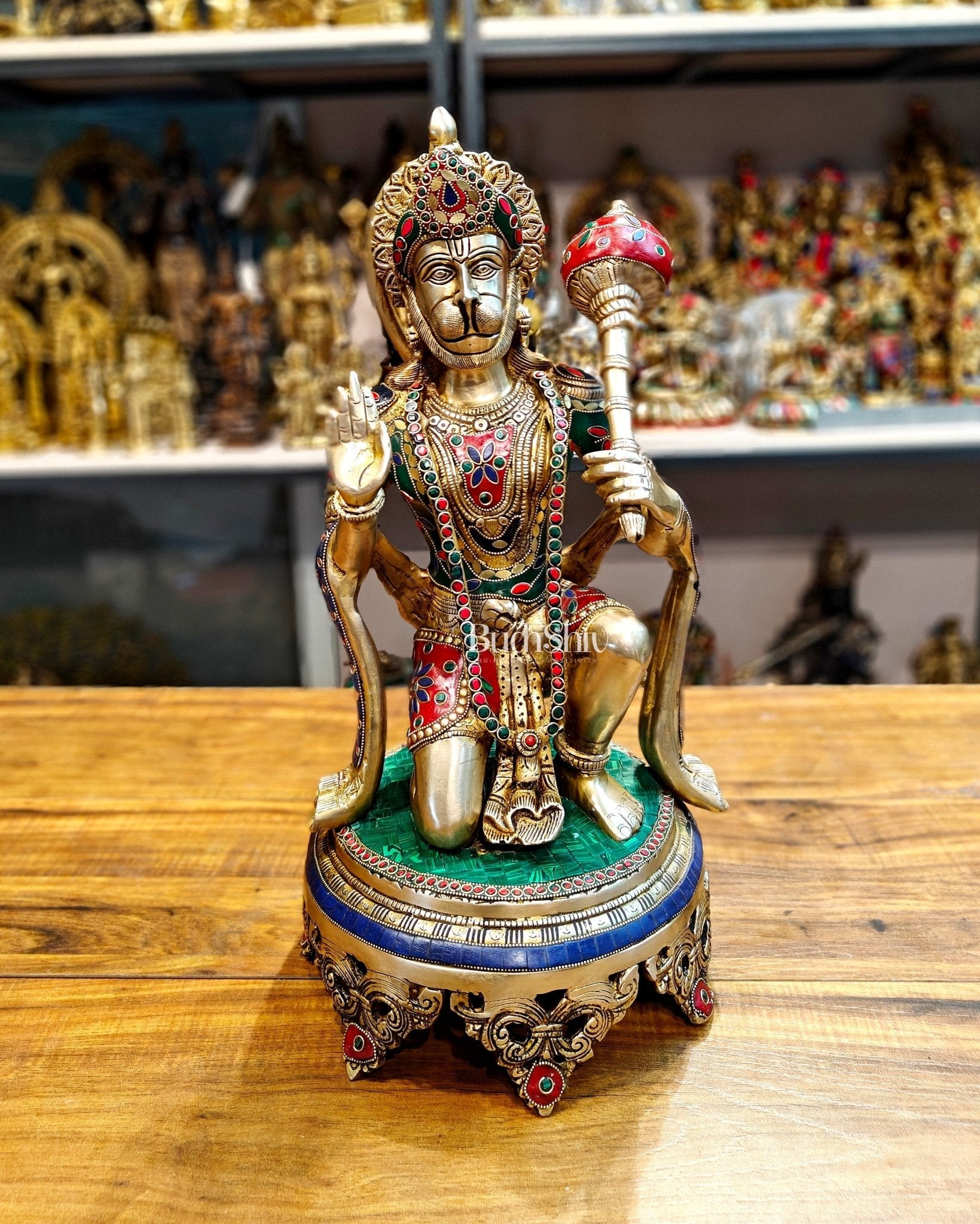 Brass Superfine Hanuman Statue | 20" Height | Blessing Pose