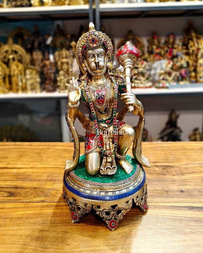 Brass Superfine Hanuman Statue | 20" Height | Blessing Pose
