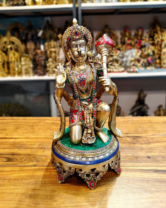 Brass Superfine Hanuman Statue | 20" Height | Blessing Pose