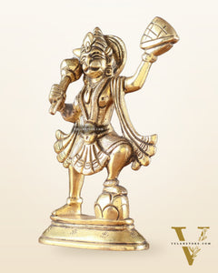 Brass Superfine Hanuman Statue | Sanjeevani Mountain | 5.5" Height