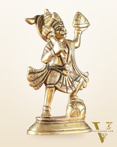 Brass Superfine Hanuman Statue | Sanjeevani Mountain | 5.5" Height