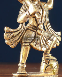 Brass Superfine Hanuman Statue | Sanjeevani Mountain | 5.5" Height