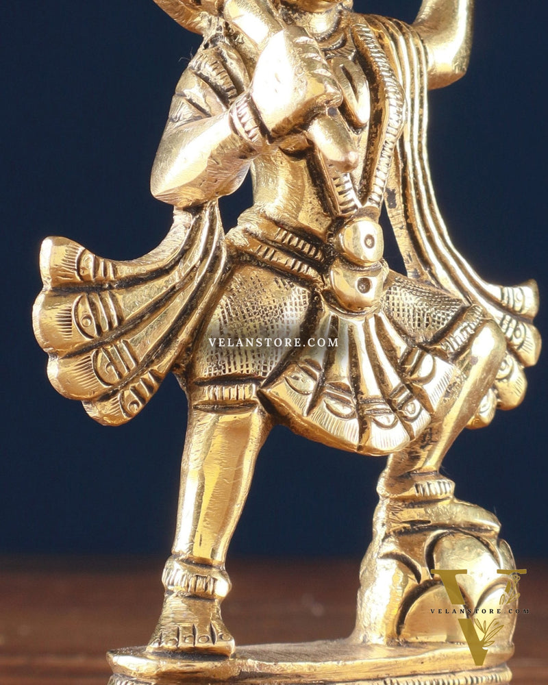 Brass Superfine Hanuman Statue | Sanjeevani Mountain | 5.5" Height