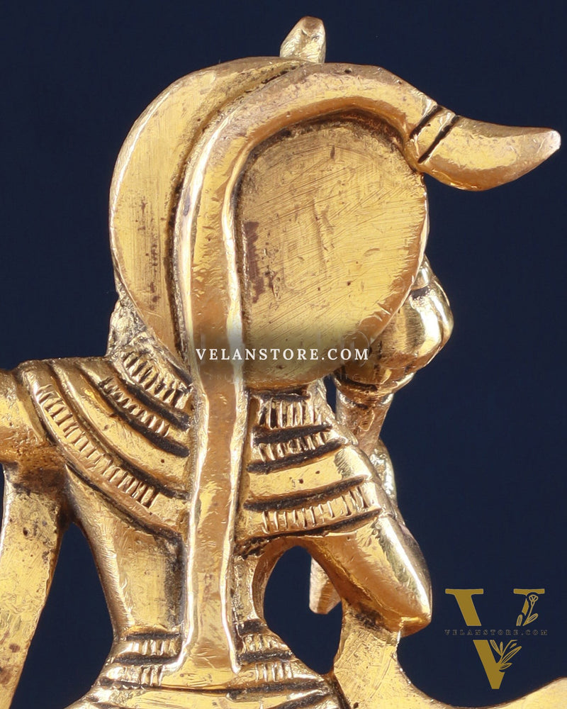 Brass Superfine Hanuman Statue | Sanjeevani Mountain | 5.5" Height