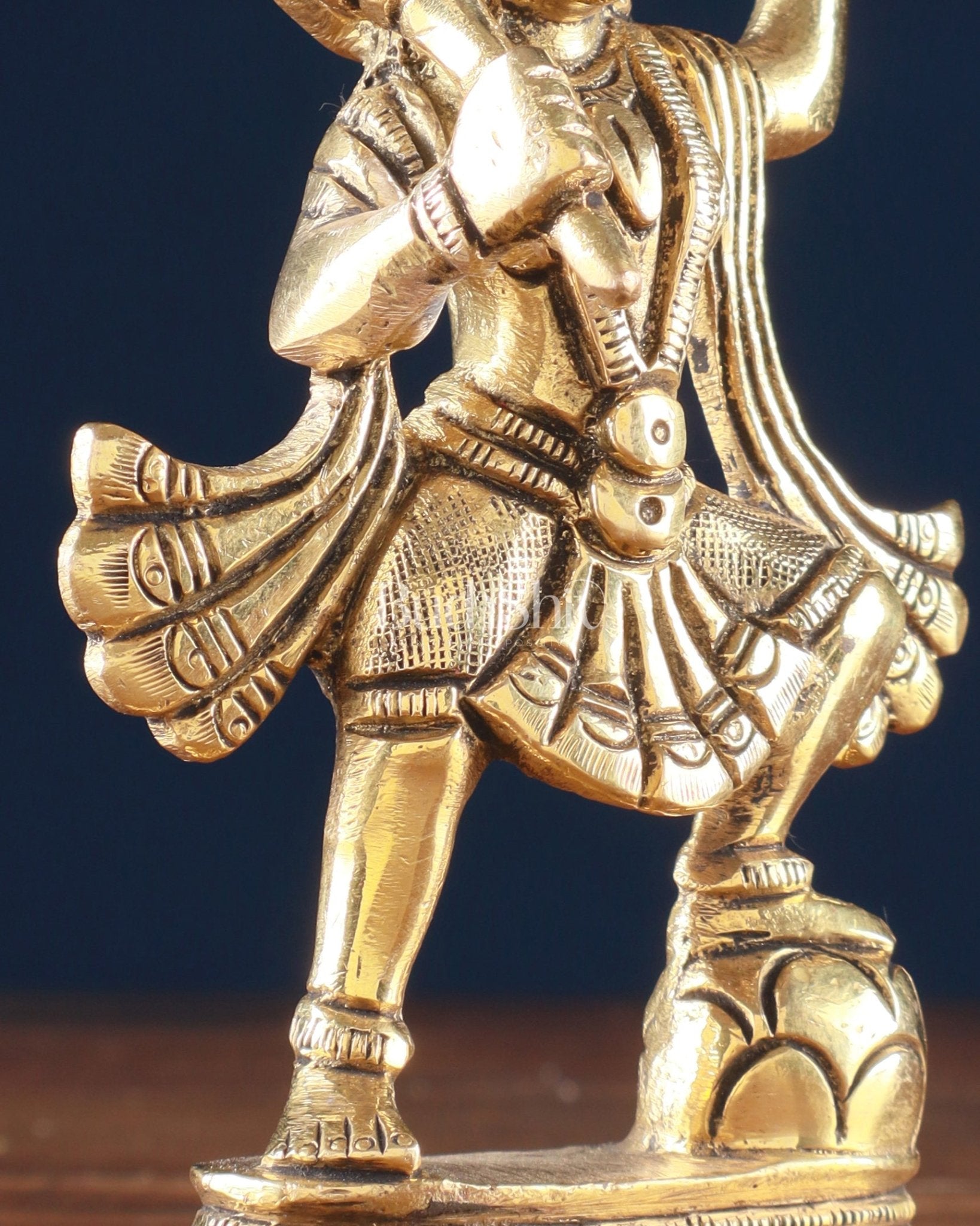 Brass Superfine Hanuman Statue | Sanjeevani Mountain | 5.5" Height