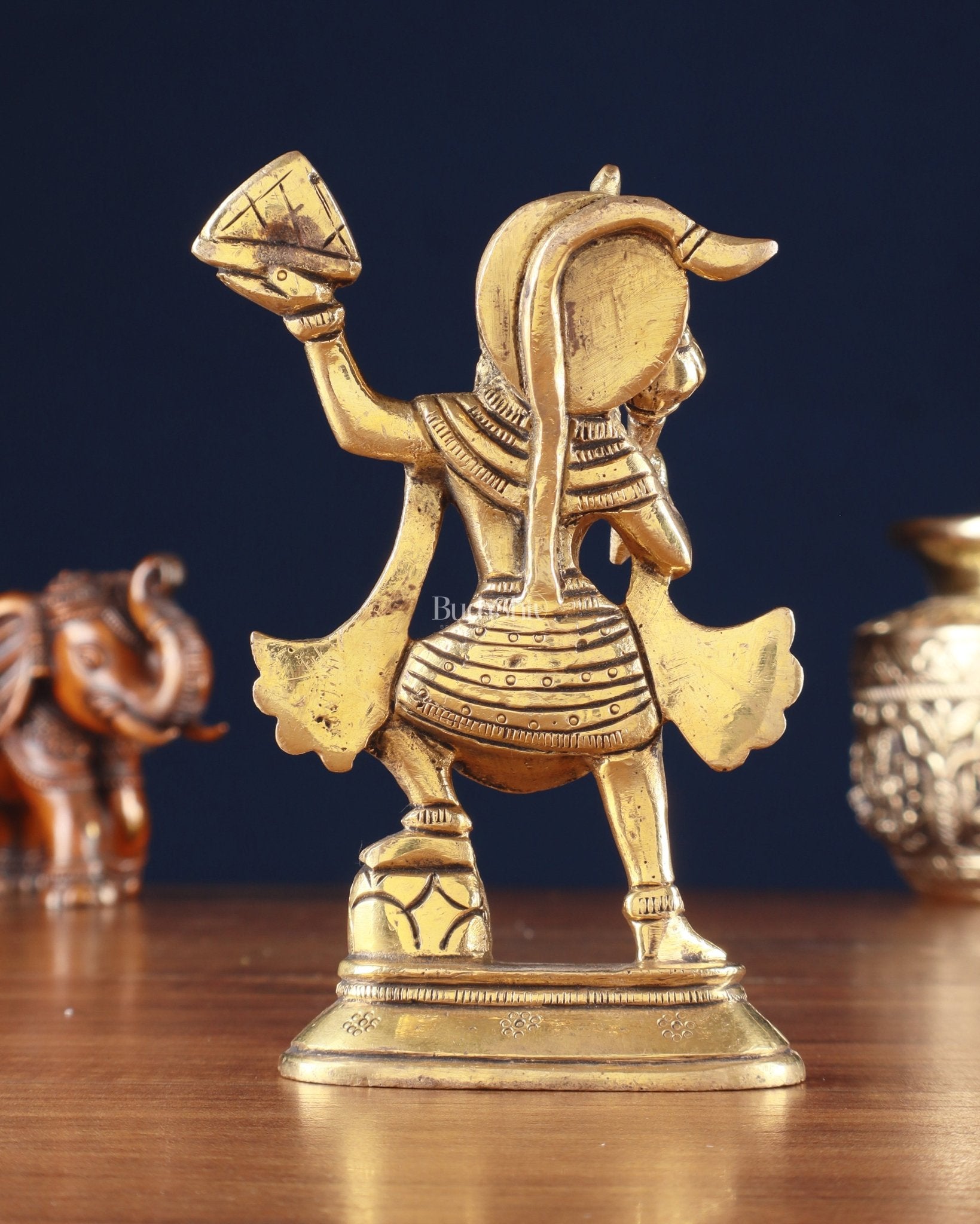 Brass Superfine Hanuman Statue | Sanjeevani Mountain | 5.5" Height