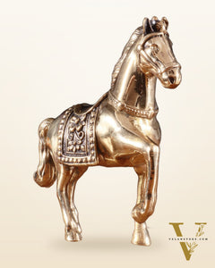 Brass Superfine Horse Showpiece – One Leg Up, Vastu Approved, 5 Inch