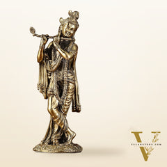 Brass Superfine Intricate Krishna Idol - 6" Height