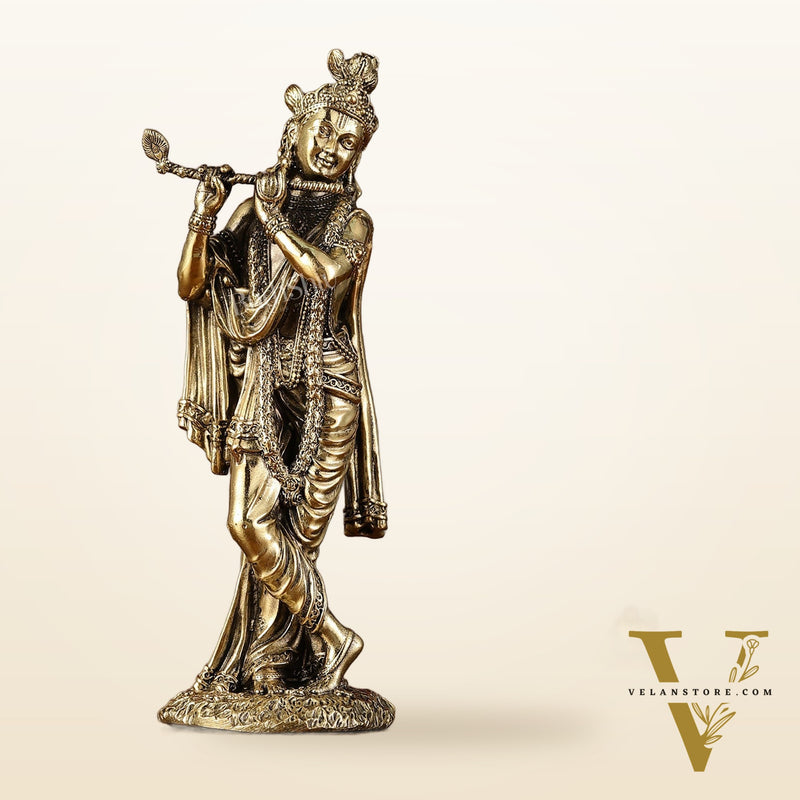 Brass Superfine Intricate Krishna Idol - 6" Height