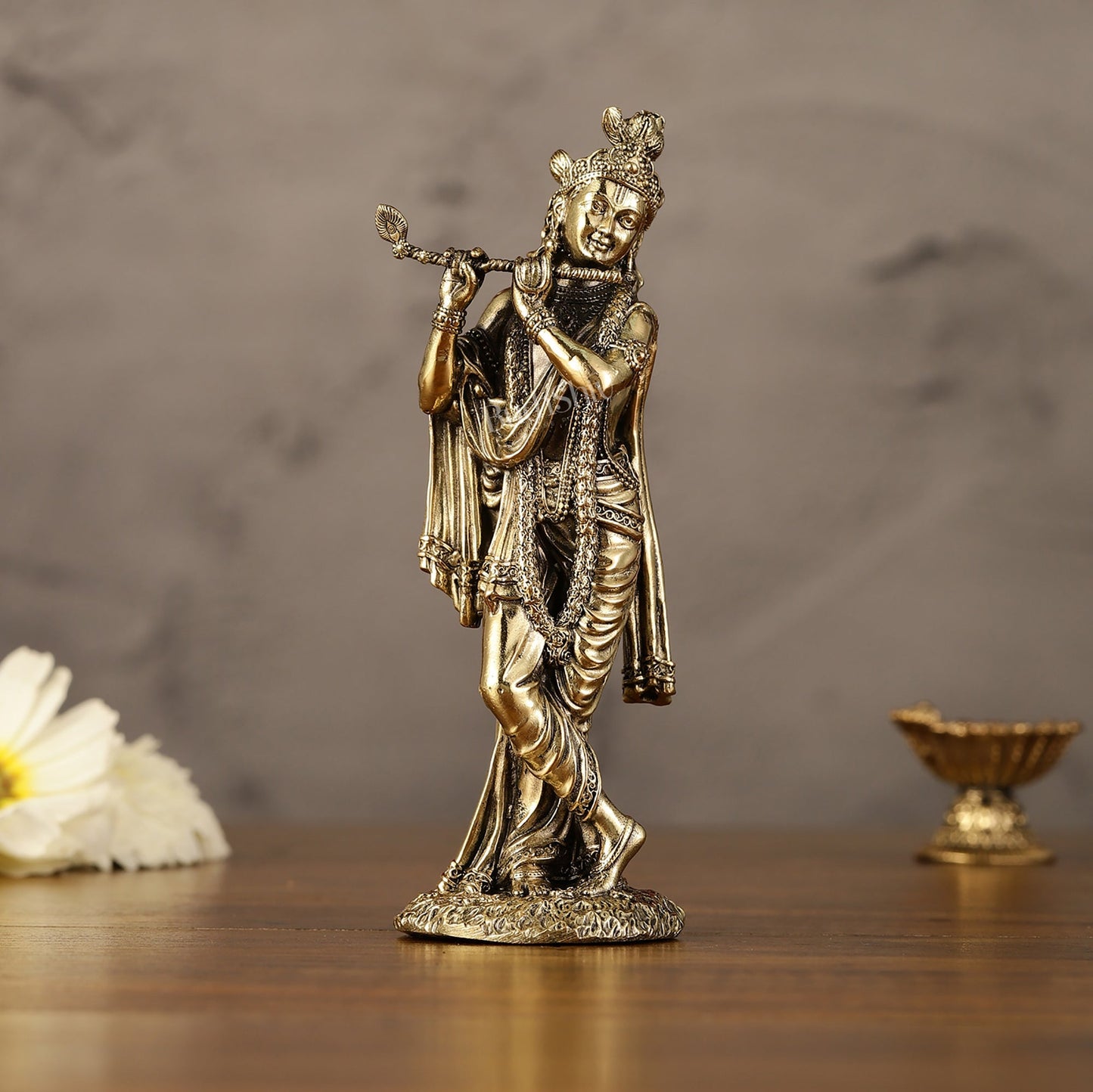 Brass Superfine Intricate Krishna Idol - 6" Height