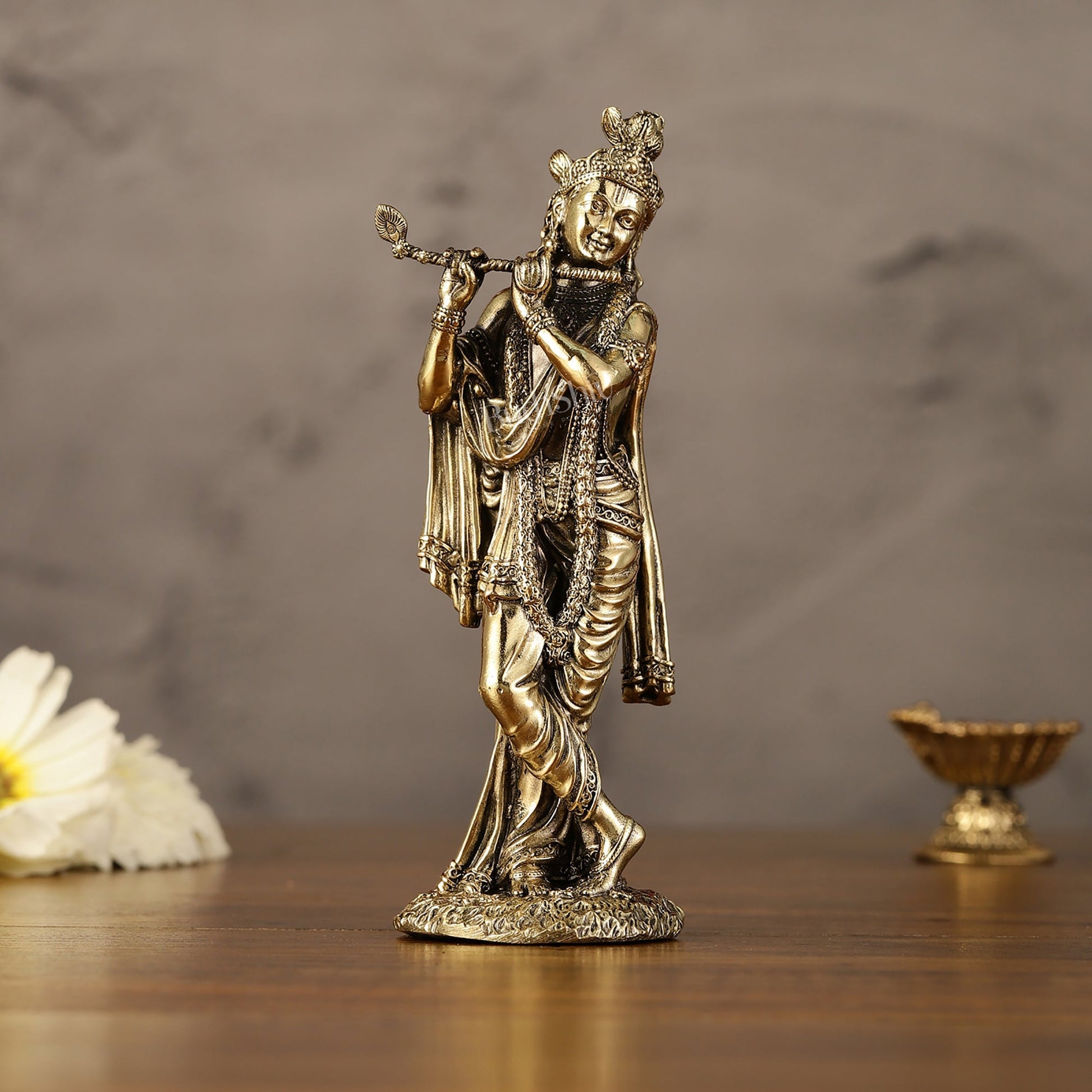 Brass Superfine Intricate Krishna Idol - 6" Height