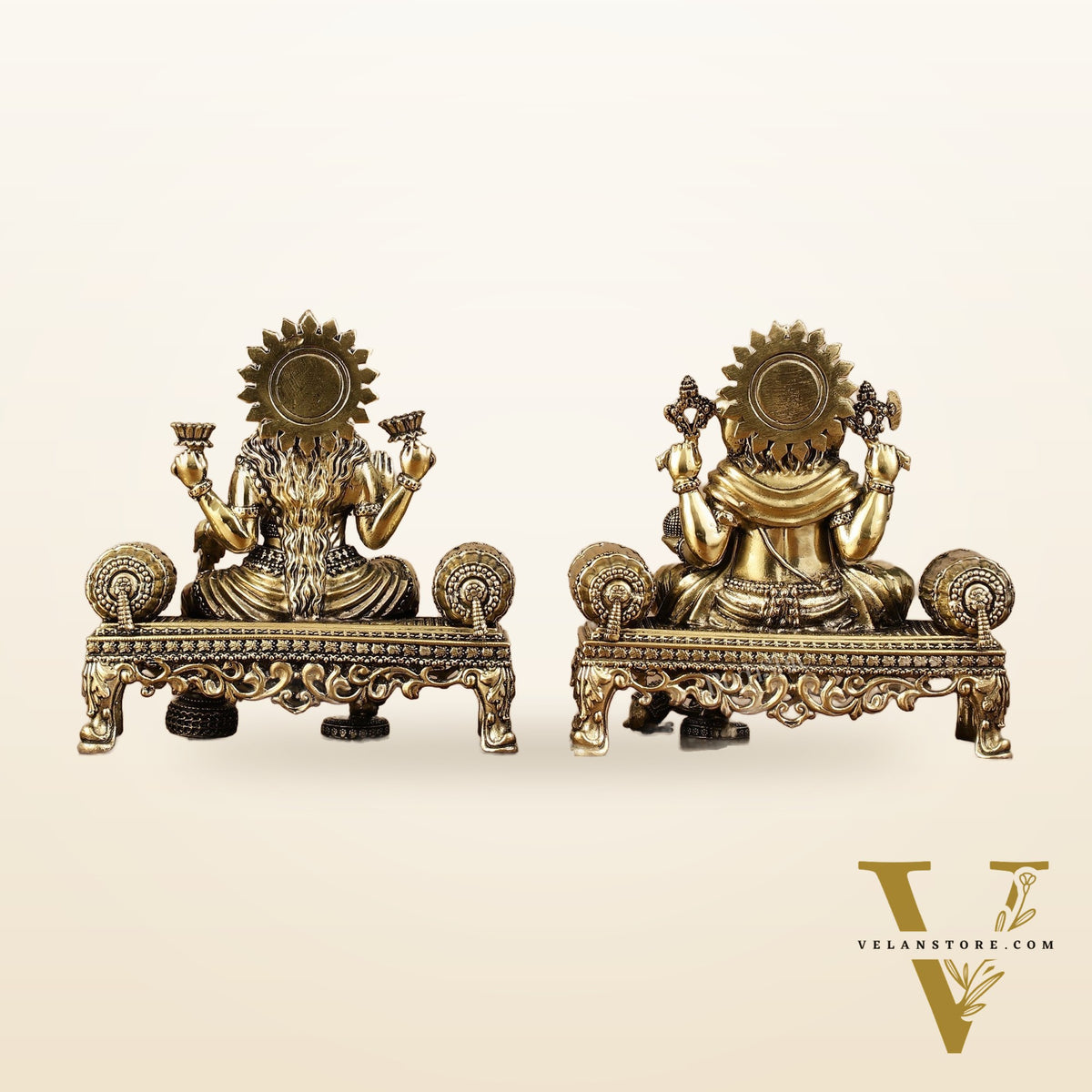 Brass Superfine Intricate Lightweight Ganesha Lakshmi Pair - 5.5"