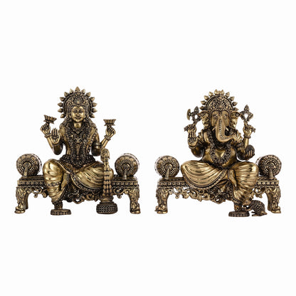 Brass Superfine Intricate Lightweight Ganesha Lakshmi Pair - 5.5"