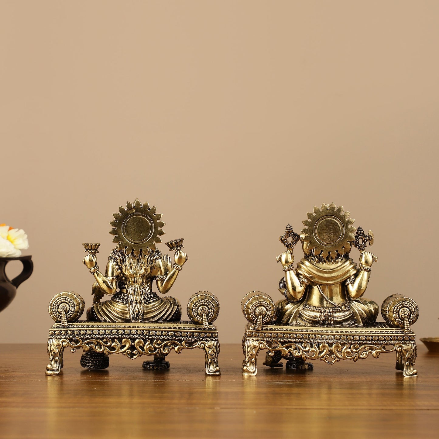 Brass Superfine Intricate Lightweight Ganesha Lakshmi Pair - 5.5"