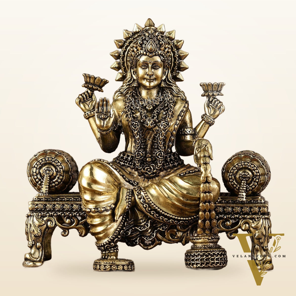 Brass Superfine Intricate Lightweight Goddess Lakshmi Idol - 5.5"