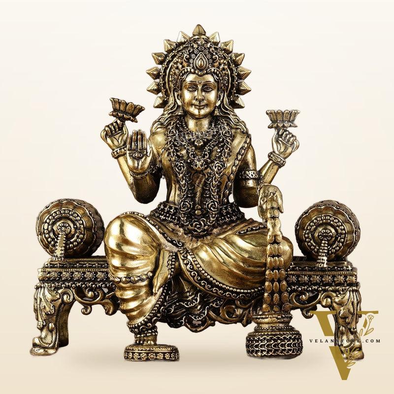 Brass Superfine Intricate Lightweight Goddess Lakshmi Idol - 5.5"