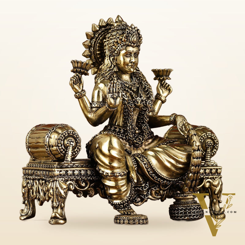 Brass Superfine Intricate Lightweight Goddess Lakshmi Idol - 5.5"