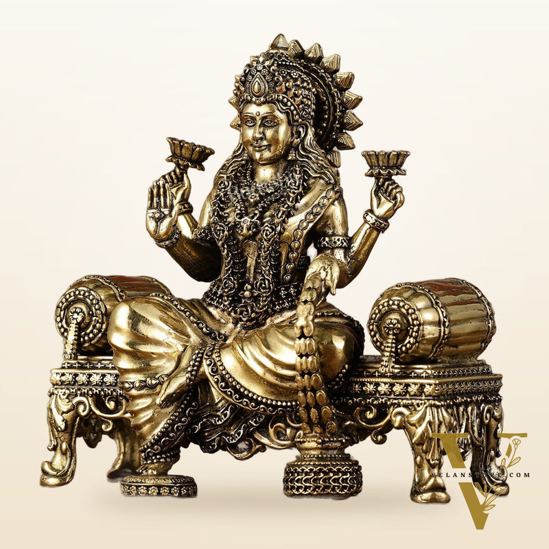 Brass Superfine Intricate Lightweight Goddess Lakshmi Idol - 5.5"