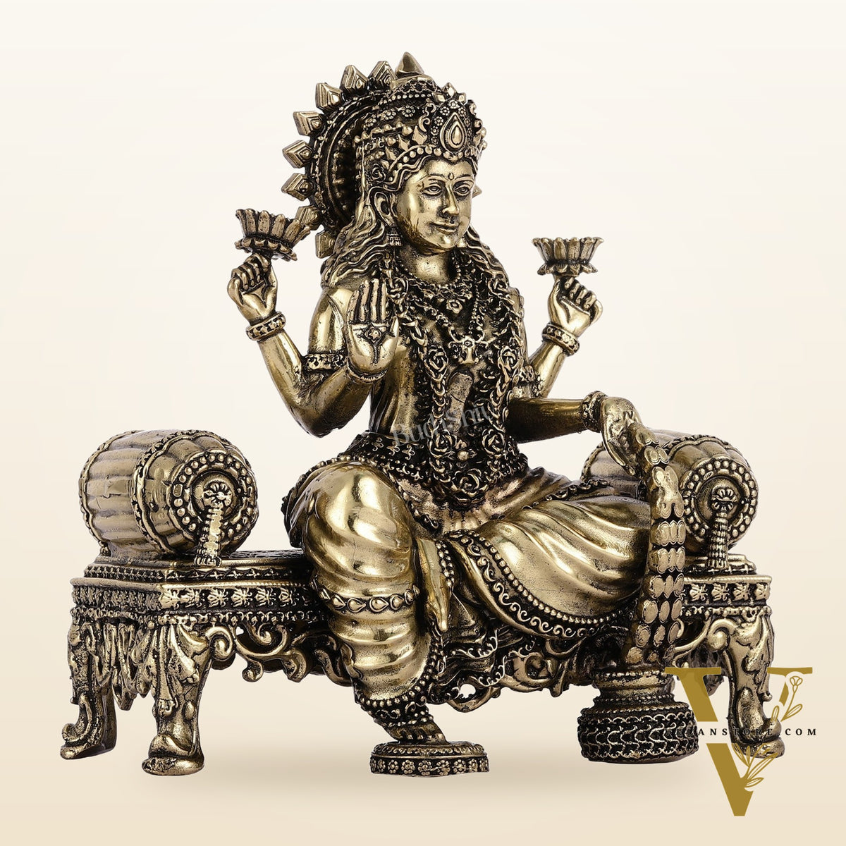 Brass Superfine Intricate Lightweight Goddess Lakshmi Idol - 5.5"