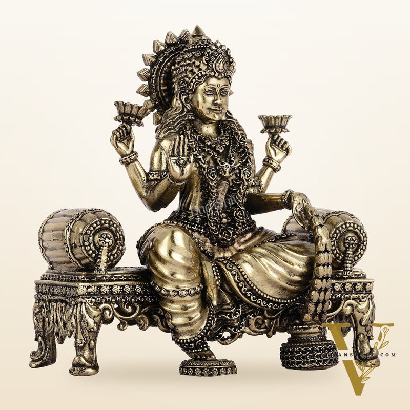 Brass Superfine Intricate Lightweight Goddess Lakshmi Idol - 5.5"