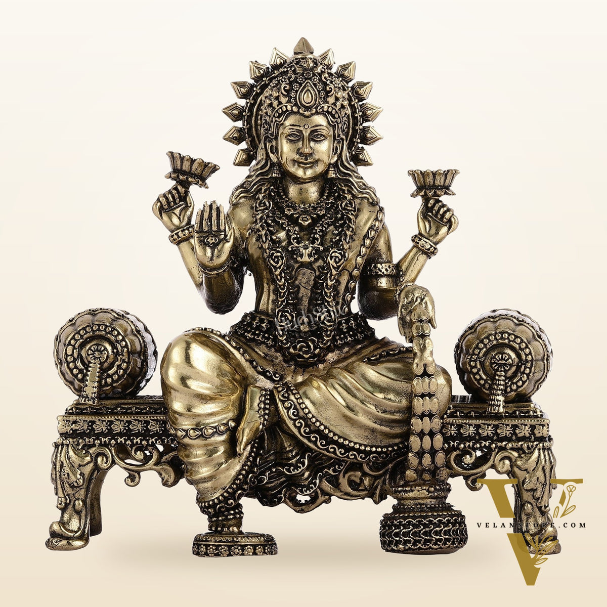 Brass Superfine Intricate Lightweight Goddess Lakshmi Idol - 5.5"