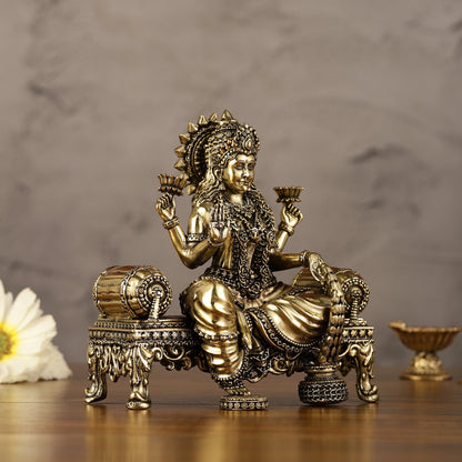 Brass Superfine Intricate Lightweight Goddess Lakshmi Idol - 5.5"