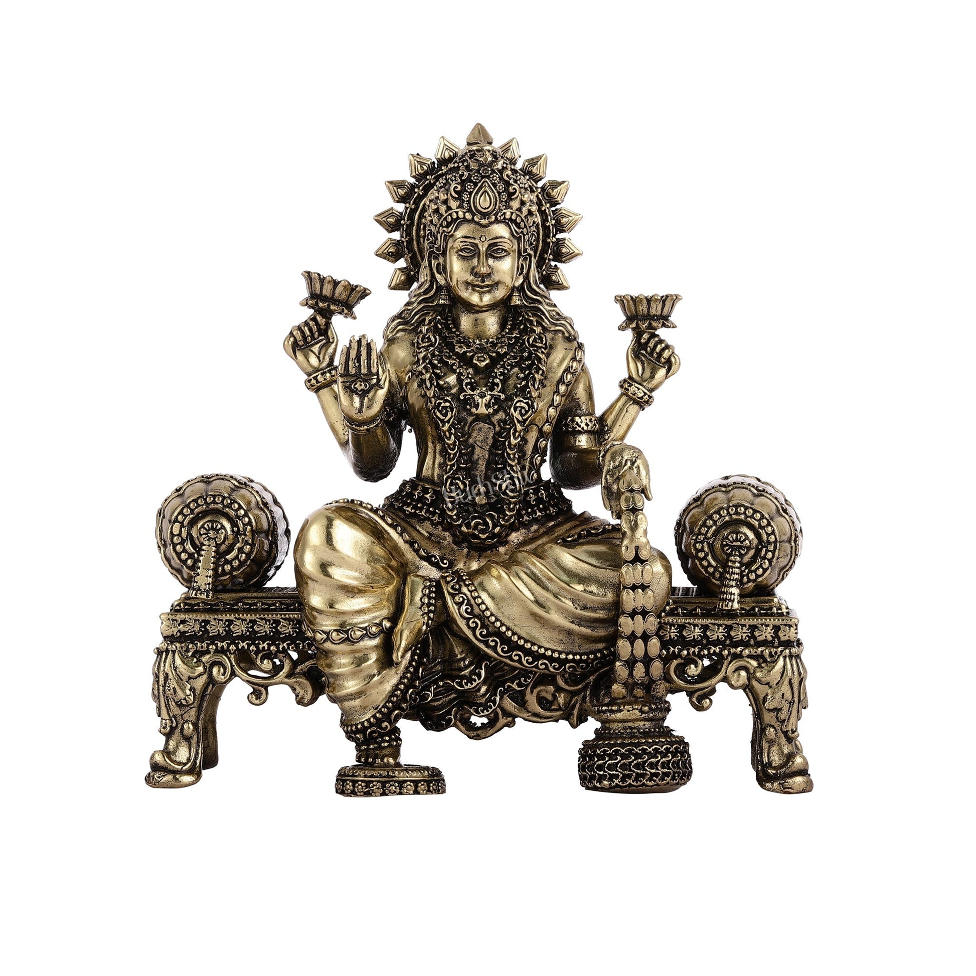 Brass Superfine Intricate Lightweight Goddess Lakshmi Idol - 5.5"