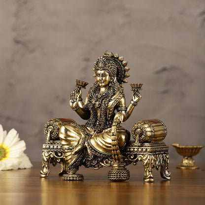 Brass Superfine Intricate Lightweight Goddess Lakshmi Idol - 5.5"