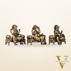 Brass Superfine Intricate Lightweight Idols - Ganesha, Saraswati, Lakshmi | 5.5"