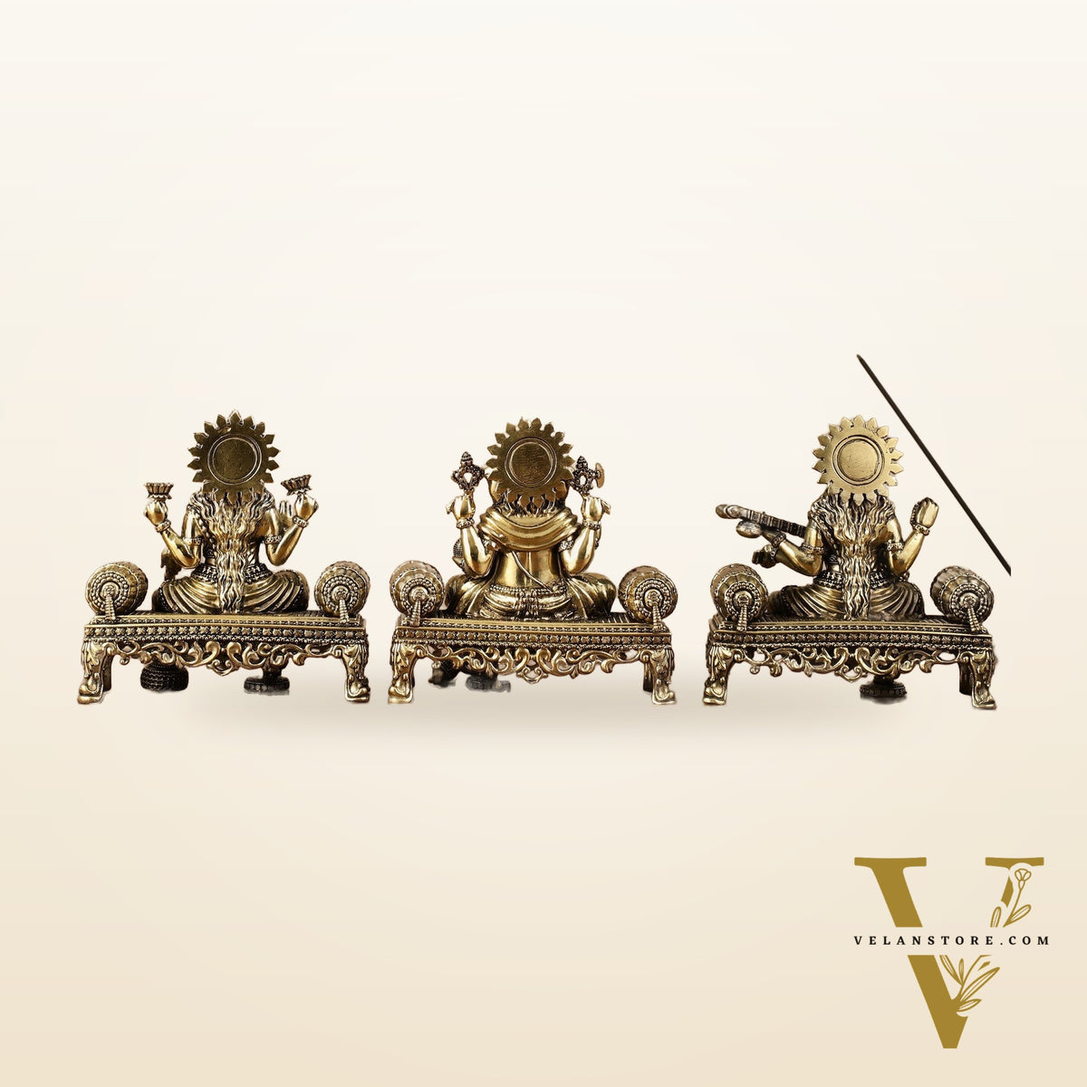 Brass Superfine Intricate Lightweight Idols - Ganesha, Saraswati, Lakshmi | 5.5"