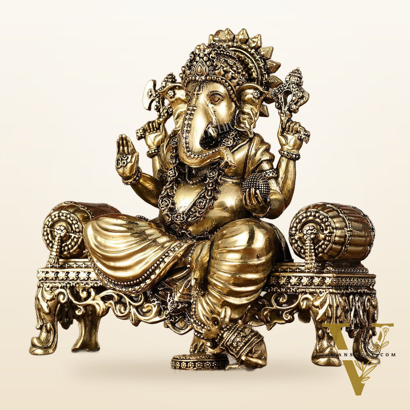 Brass Superfine Intricate Lightweight Lord Ganesha Idol - 5.5"