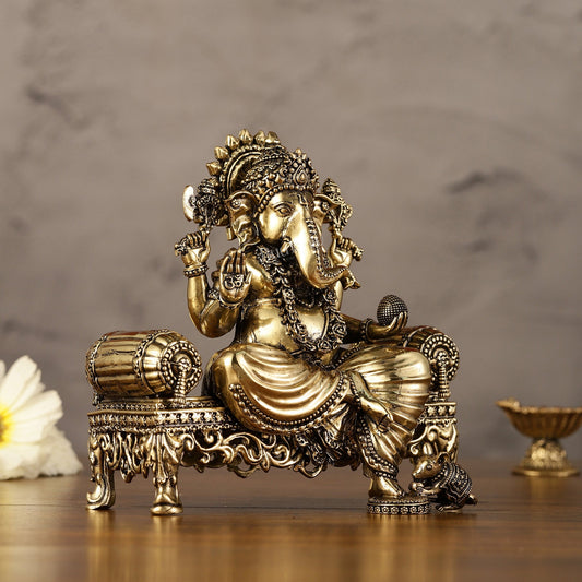 Brass Superfine Intricate Lightweight Lord Ganesha Idol - 5.5"