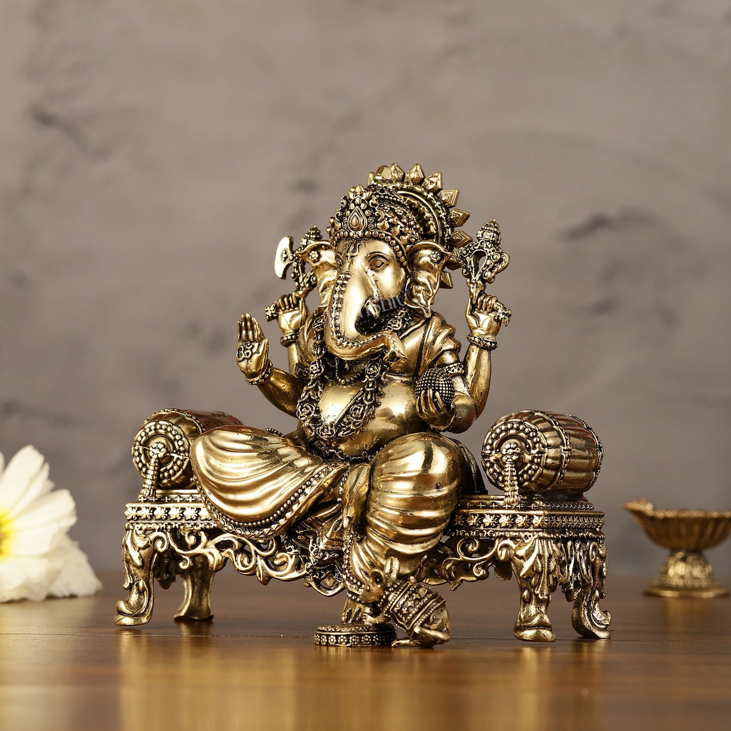 Brass Superfine Intricate Lightweight Lord Ganesha Idol - 5.5"